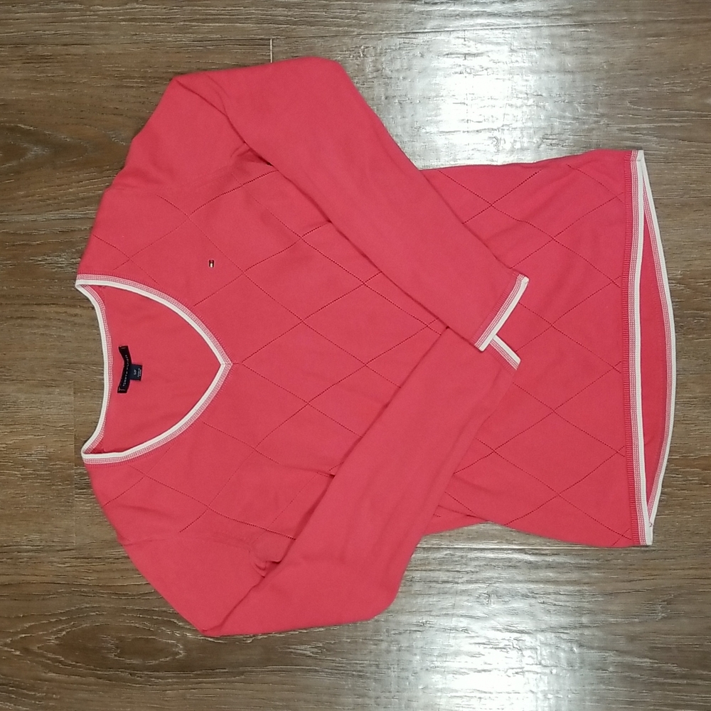 (S) Tommy Hilfiger 100% Cotton V Lightweight Comfy Layering  Academia Preppy